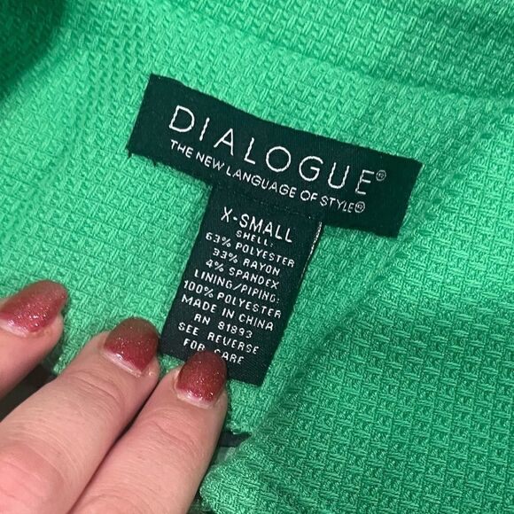 Dialogue Kelly Green Pea Coat Button Front Collared Size XS - Picture 5 of 5